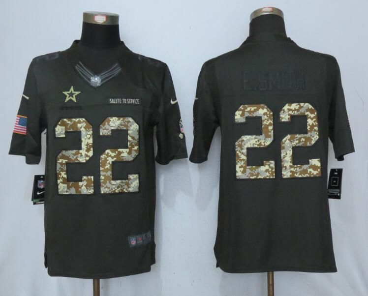 2017 Men Dallas Cowboys #22 E.Smith Anthracite Salute To Service Green New Nike Limited NFL Jersey->customized nhl jersey->Custom Jersey